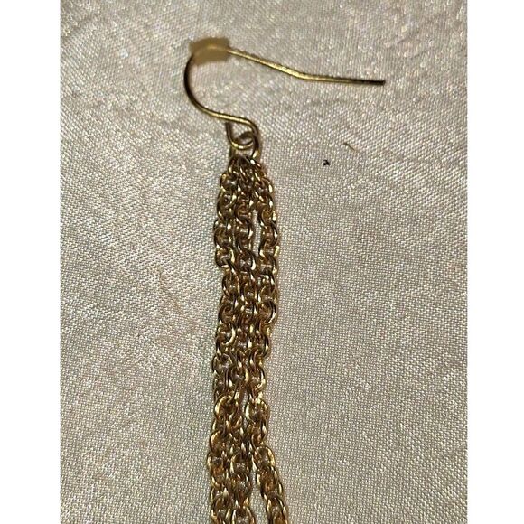 Women's Long Dangle Drop Earrings Gold Tone Chain Pierced Elegant Evening - Picture 4 of 6